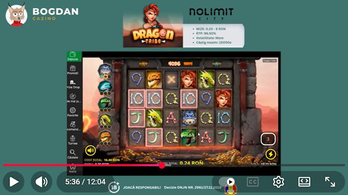 Experienta mea cu slotul Dragon Tribe de la Nolimit City cu Dragons Spins extreme si speciale cu free spins.
