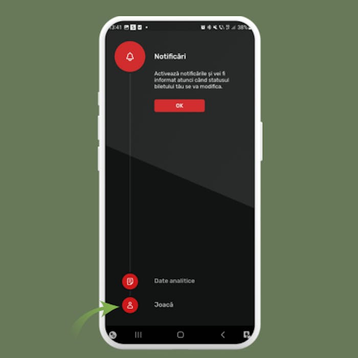 Deschide notificările și joacă cu Superbet apk