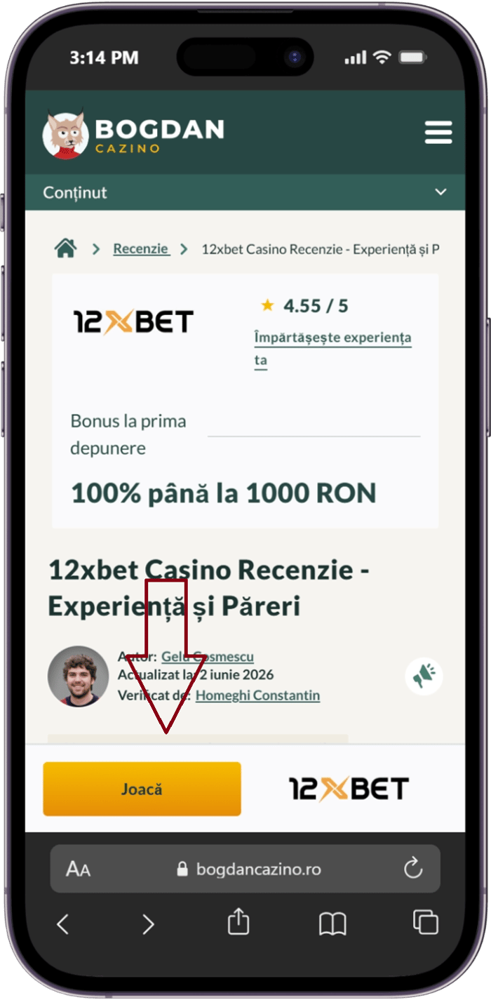 Tutorial înregistrare 12xBet pentru înscriere și revendicare bonus