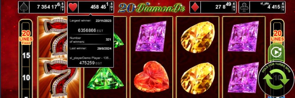 Imagine care prezintă cele patru jackpoturi ale slotului 20 Diamonds demo