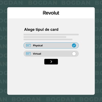 Selectează tipul de card Revolut