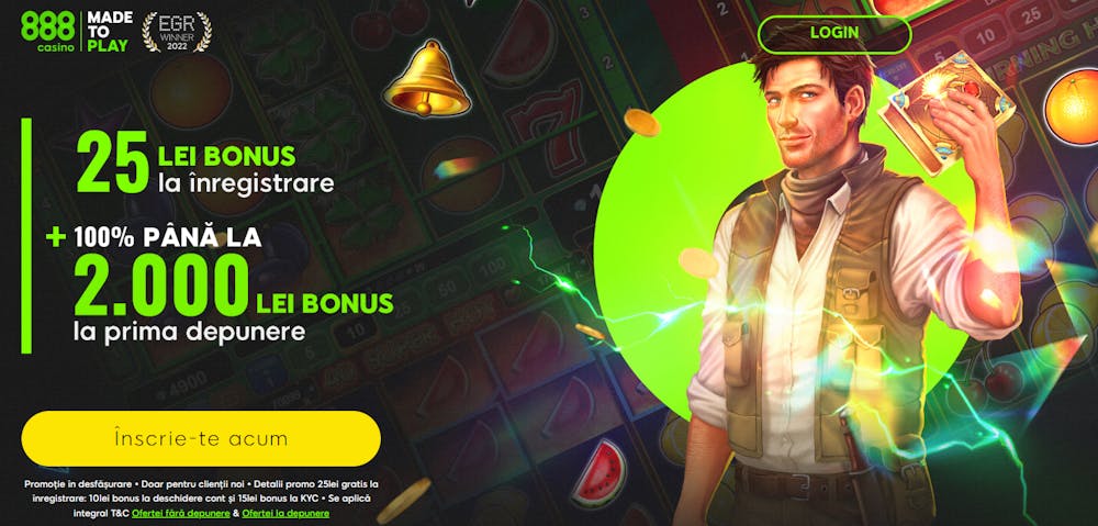 Primul bonus la depunere și validare de pe 888 casino cu bani și rotiri.