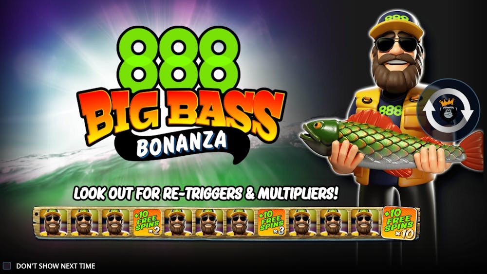 888 Big Bass Bonanza e slotul exclusiv creat de Pragmatic Play pentru această platformă unde joci cele 88 rotiri.