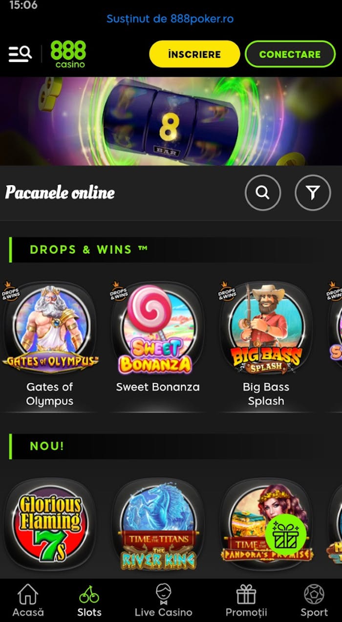 Selecția de pacanele de la casino 888 online cu Gates of Olympus sau Sweet Bonanza.