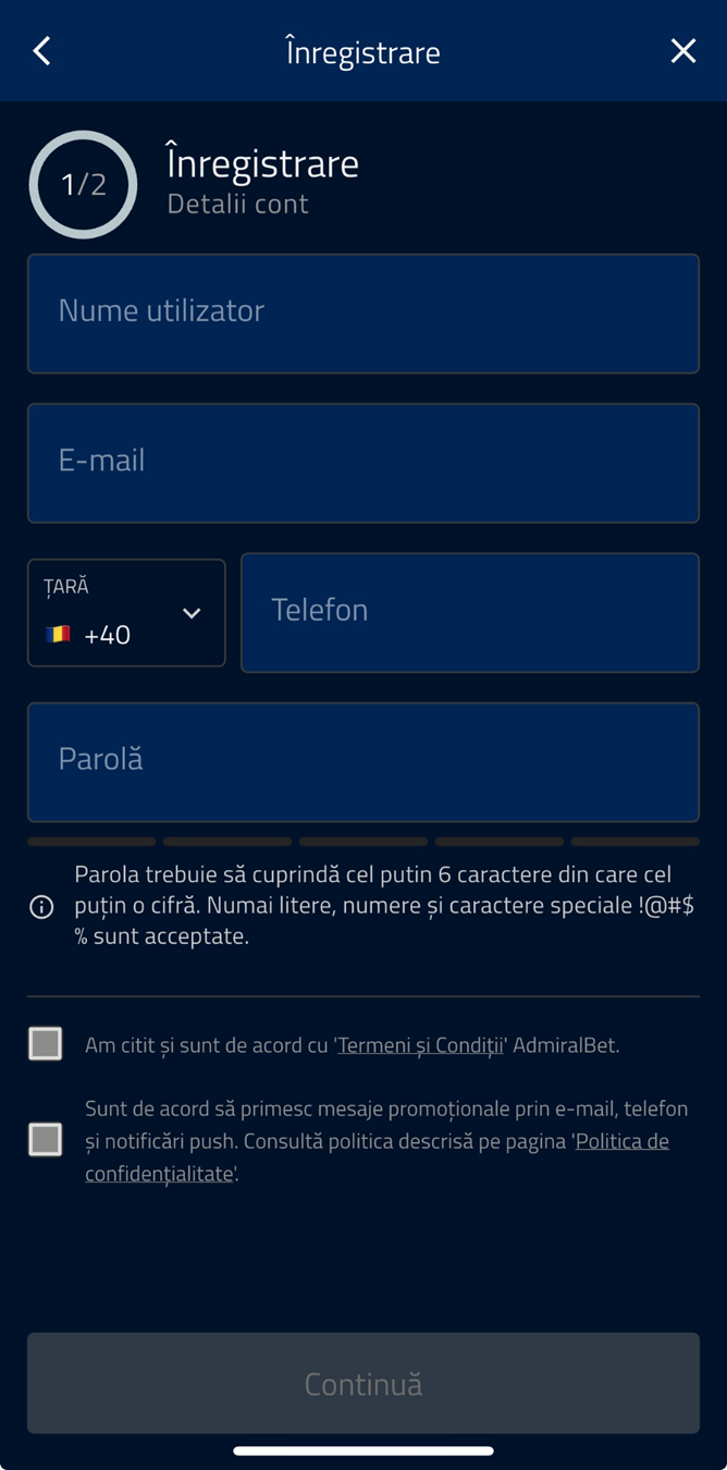 Cum mă înregistrez la casino online Admiral.