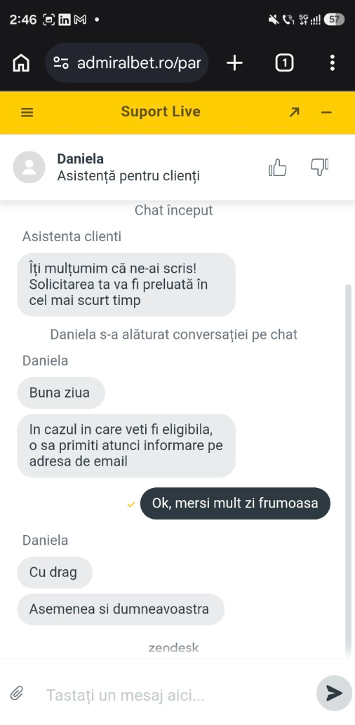 Admiral Bet bonus aniversar la casino
