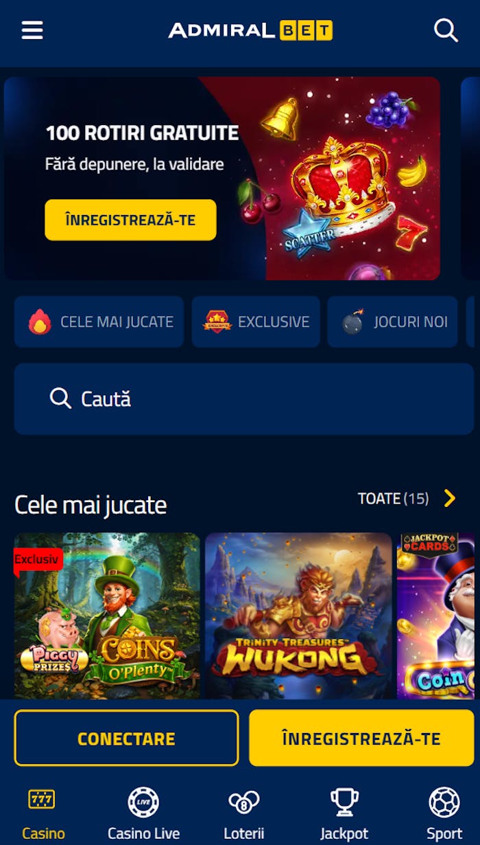 100 de rotiri gratuite fara depunere pe care le iei în maxim o oră după validare.