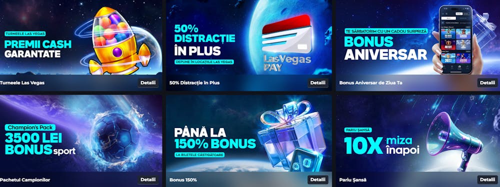 Exemplu de bonusuri Las Vegas disponibile pentru jucătorii existenți.