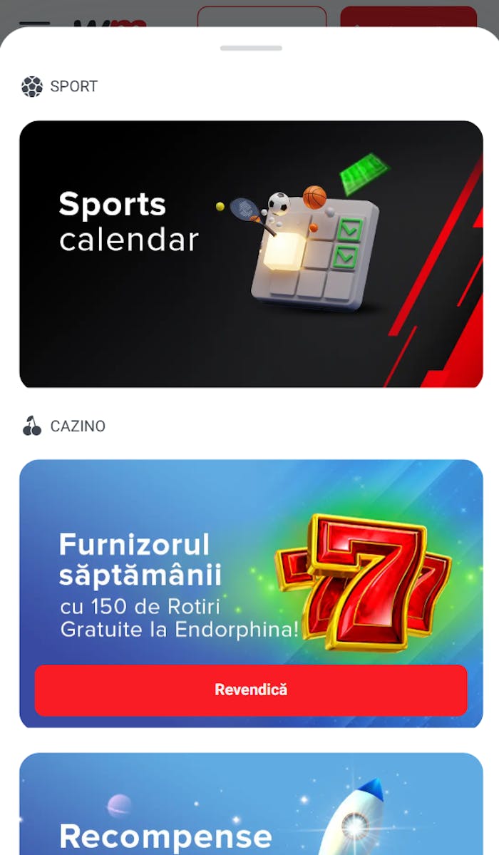 Exemplu de oferte pe care le poți activa cu un cod promotional Winmasters special.