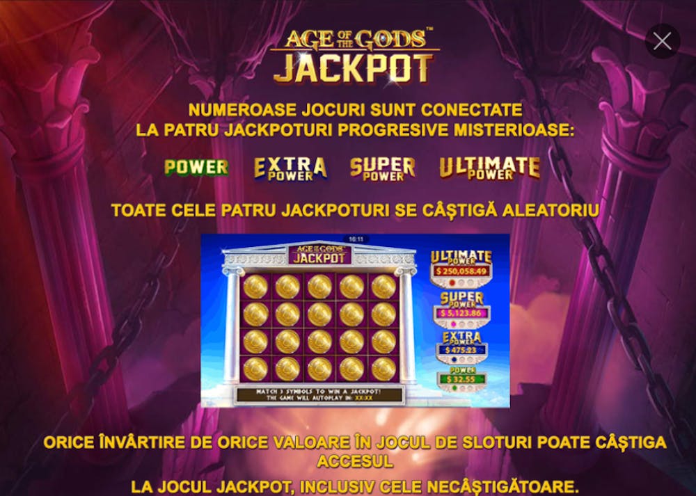 Câștigă premiul jackpot la Age of the Gods.