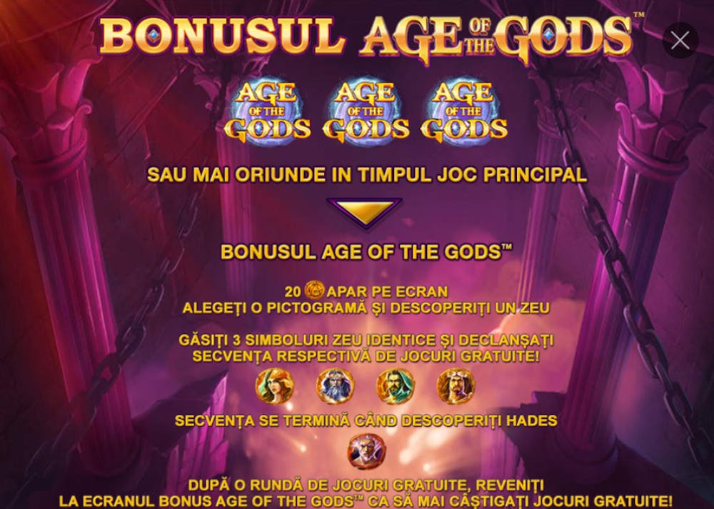 speciale si simboluri scatter in age of the gods slot online