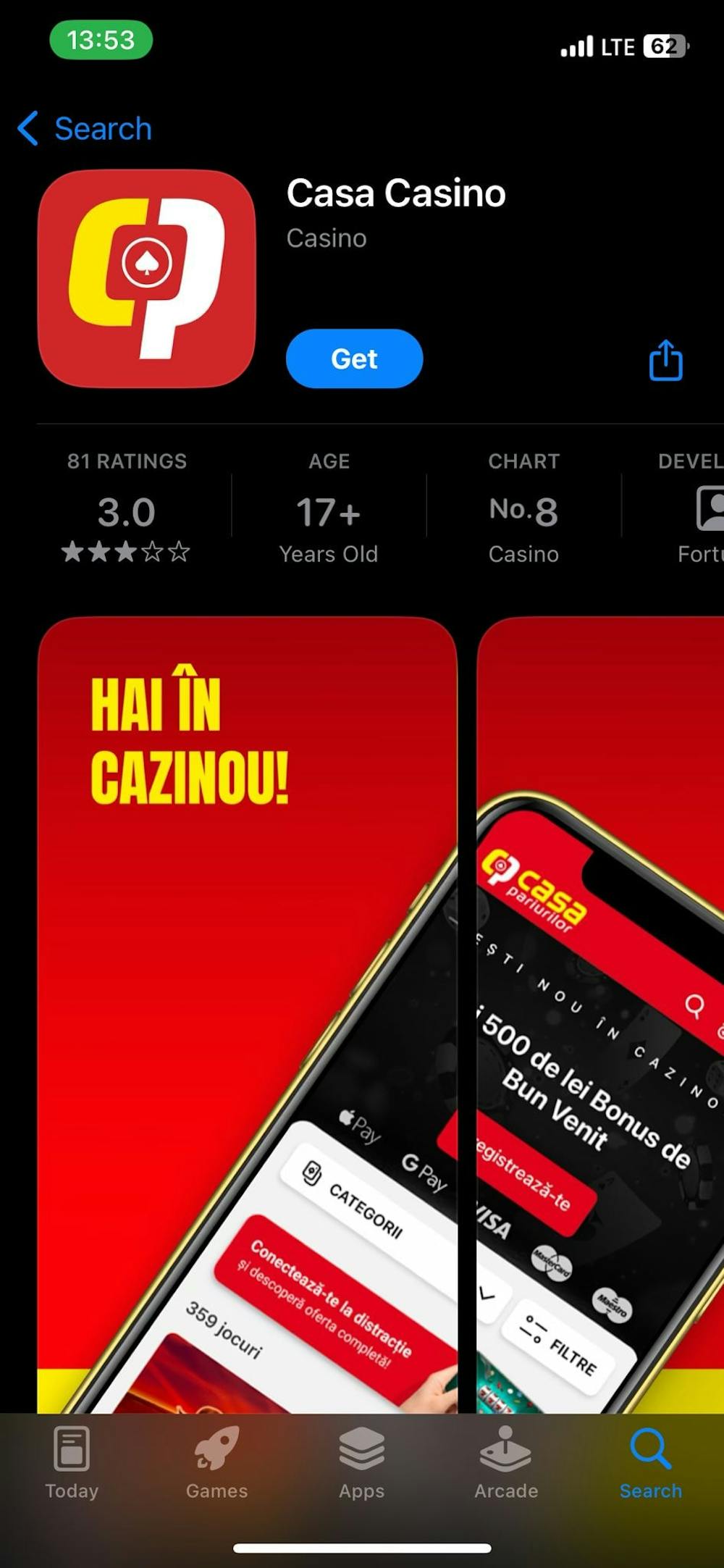 Pagina Casa Casino din App Store