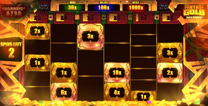 O rundă din cadrul rotirilor gratuite Aztec Gold Megaways demo.
