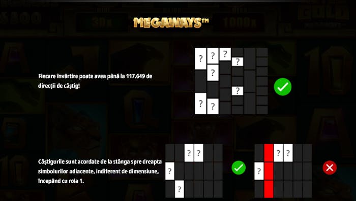 Modul de câștig Megaways la Aztec Gold.