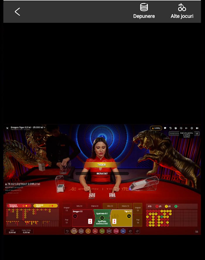 O rundă de baccarat live în cadrul Unibet casino deschis pe mobil.