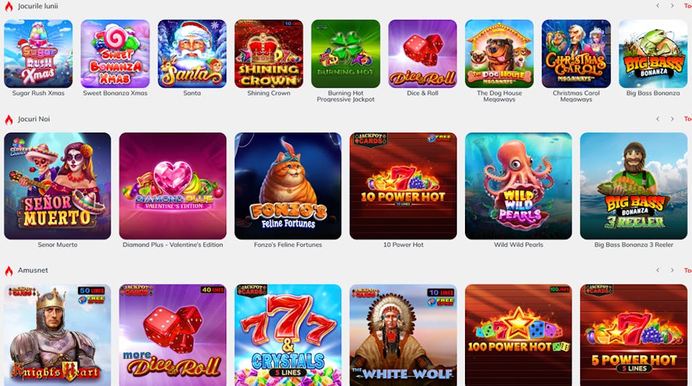 O parte din colecția de sloturi de la Bet7 casino.
