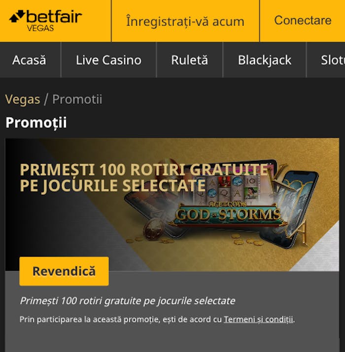 Oferta bonus de bun venit Betfair casino.