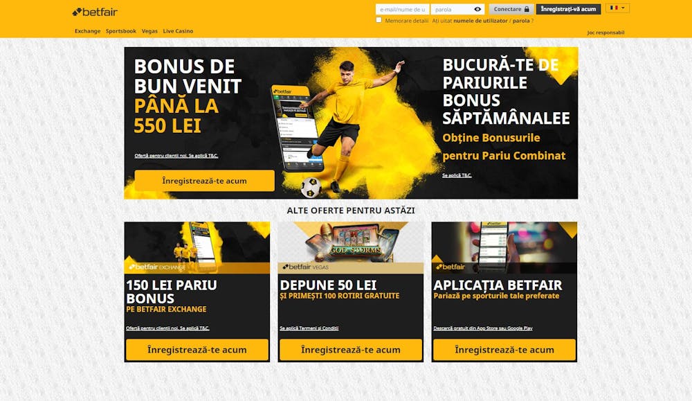 Betfair prima pagină