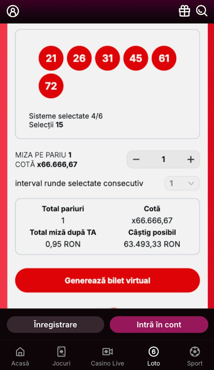 Model de bilet la extragerea loto Austria Zahlen. 