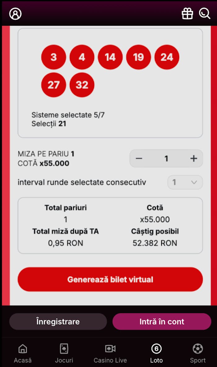 Bilet loto Canada Max 7/50.