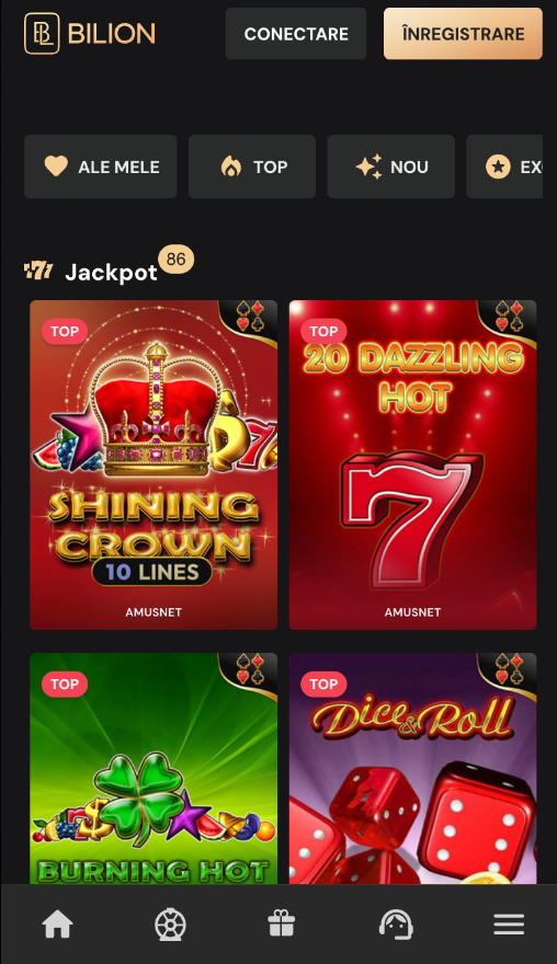 Jocuri de păcănele cu jackpot la Bilion casino.