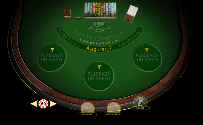 Selectează miza pentru jocul de blackjack online.