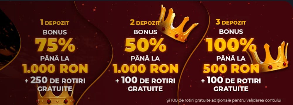 Bonusurile pentru fiecare dintre primele trei depuneri la Frank casino.