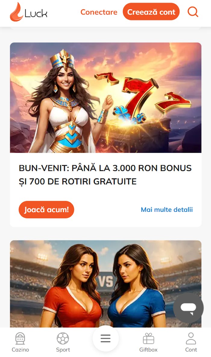 Cel mai mare bonus Luck casino la primele 3 depuneri activate fără cod.