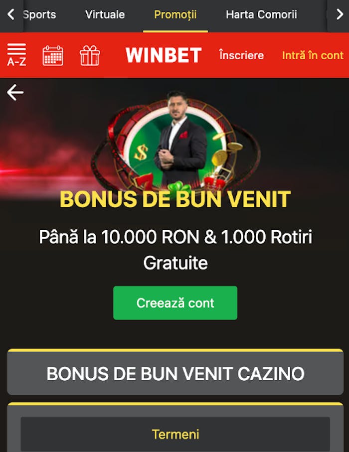 Oferta de bun venit de la Winbet este consistentă.