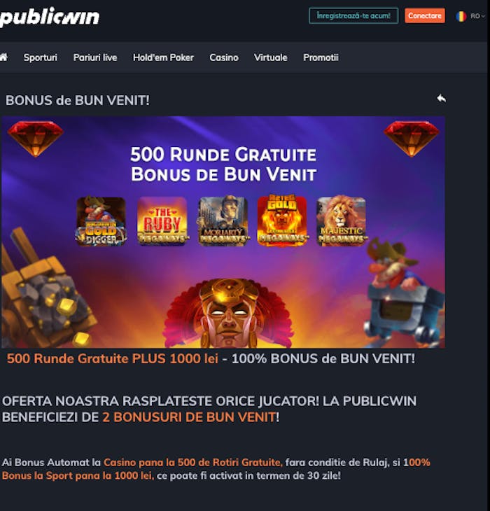Bonusul de bun venit la Publicwin conține rotiri grauite și bani bonus pentru pariuri sportive.