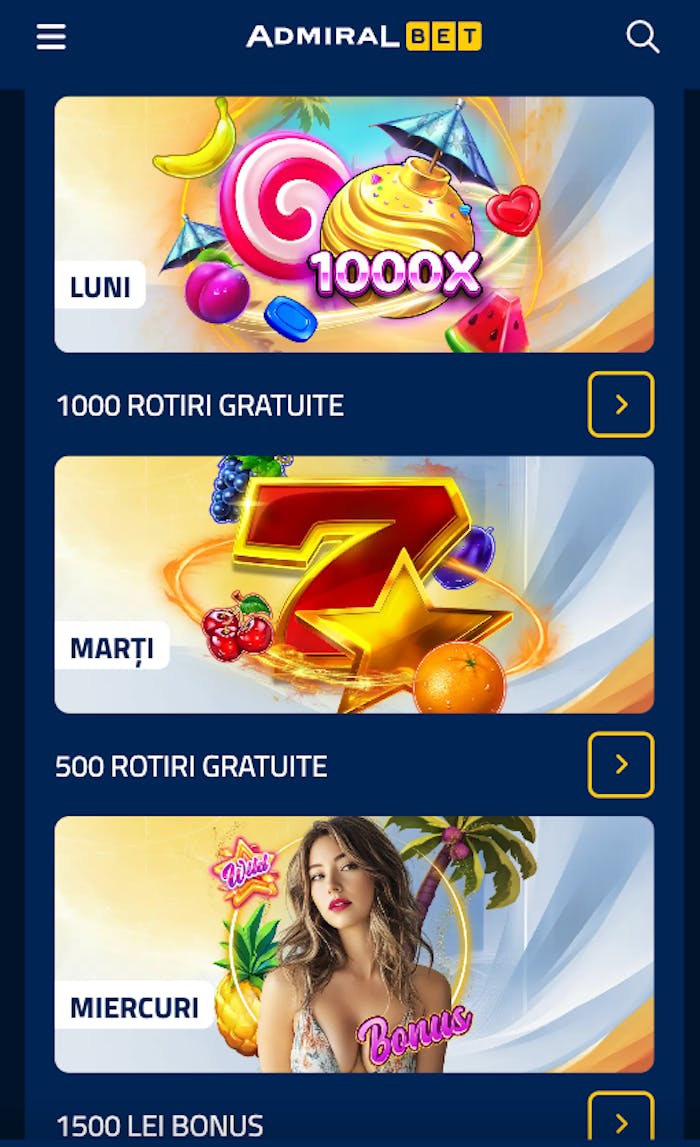 La Admiral casino ai parte de câte un bonus special în fiecare zi a săptămânii.