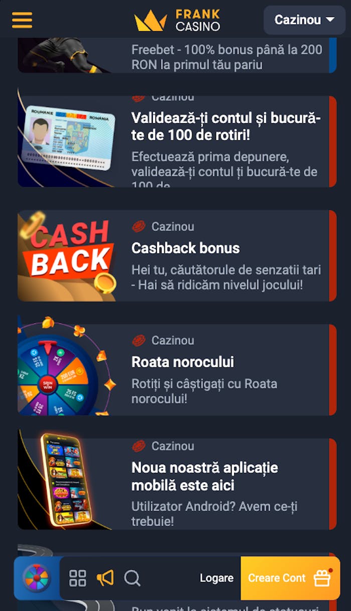 Toată oferta cu bonusuri Frank casino pentru jucătorii existenți din august 2025.