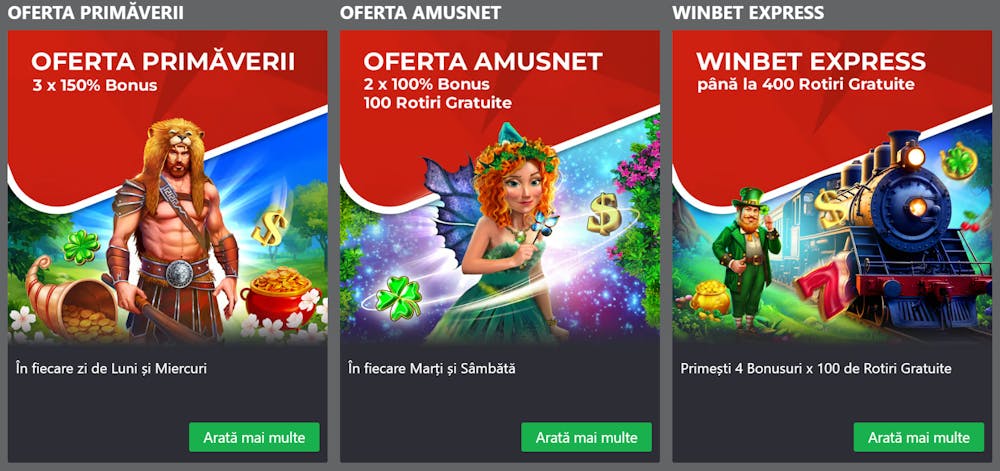 Ofertele pe care le poți accesa în prezent în categoria Winbet Promo.