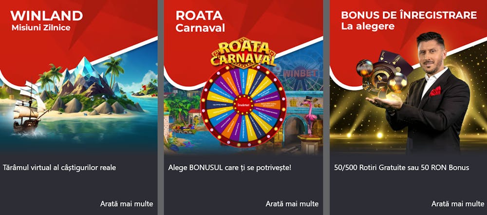 Ofertele pe care le poți accesa în prezent în categoria Winbet Promo.