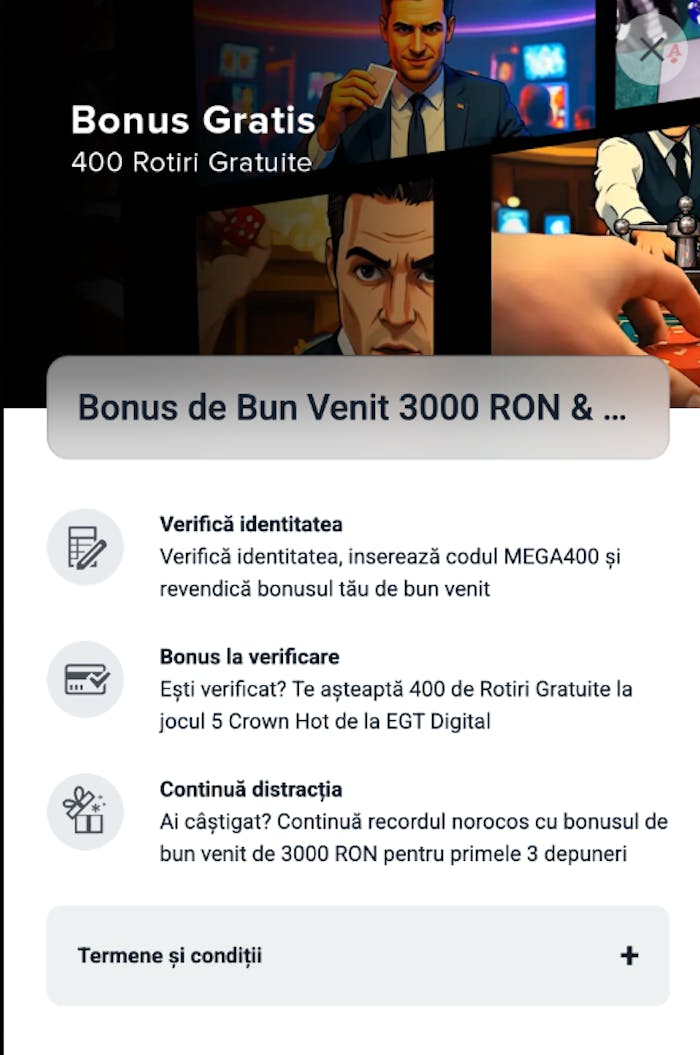 Primești 400 rotiri gratuite cu codul bonus Winmasters.