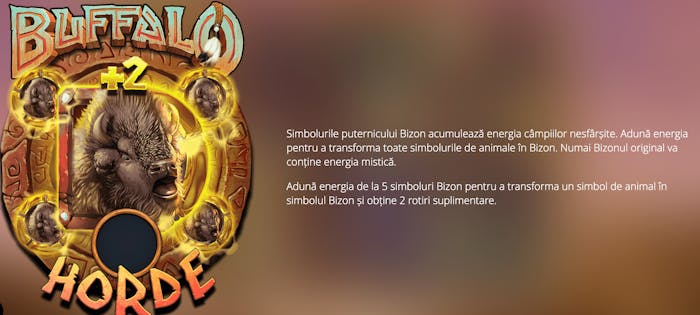 Funcția Buffalo Horde la slotul online Buffalo Hunter.