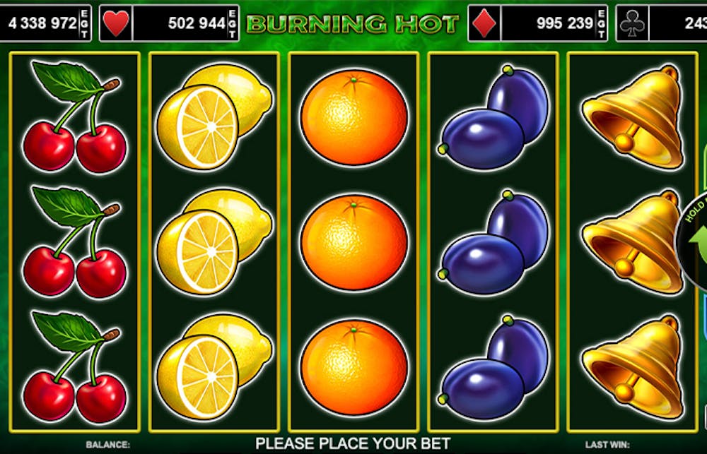 Exemplu de joc cu jackpot Burning Hot de la EGT cu jackpot progresiv pe 4 nivele.