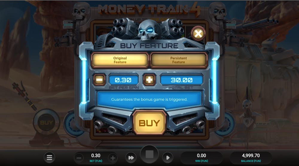 Funcția de cumpărare bonus la Money Train 4.
