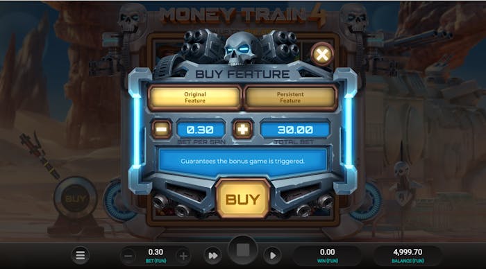 Funcția de cumpărare bonus la Money Train 4.