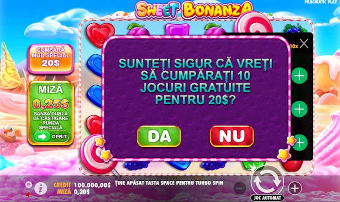 La Sweet Bonanza ai și opțiunea bonus buy.
