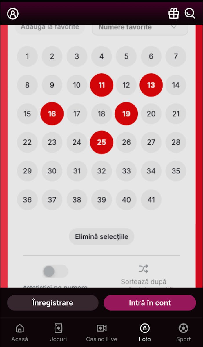 Interfața loto Canada Bucko 5/41.