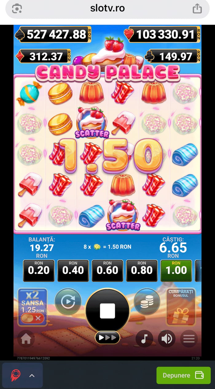 Exemplu de câștig la păcănele cu jackpot de la SlotV casino.