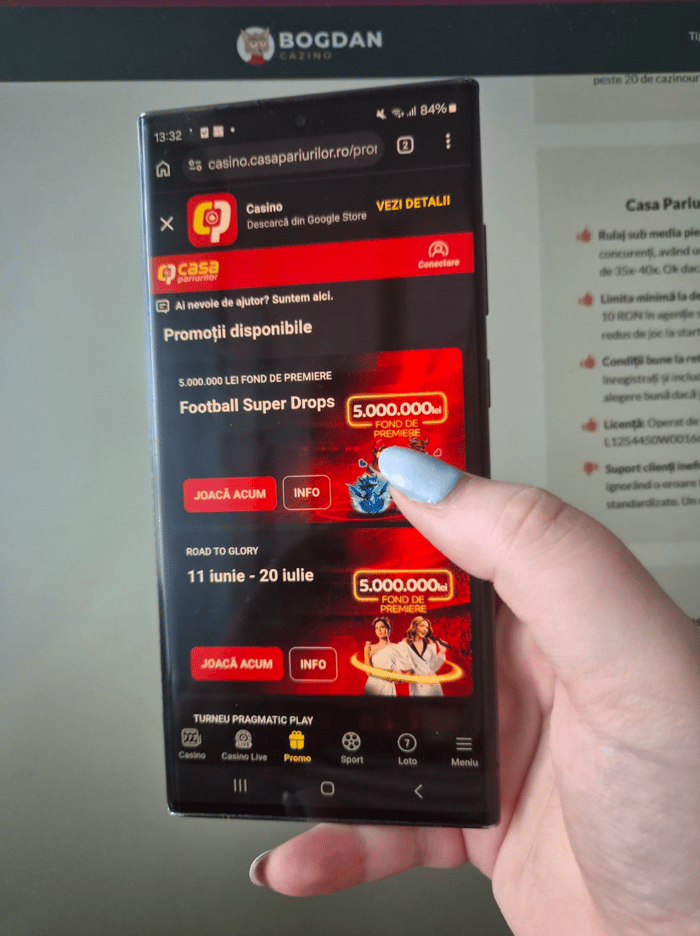 Am verificat promoțiile active și ofertele disponibile în aplicația Casa Pariurilor.