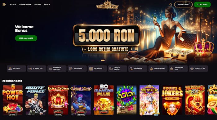 Prima pagină Cashpot casino online.