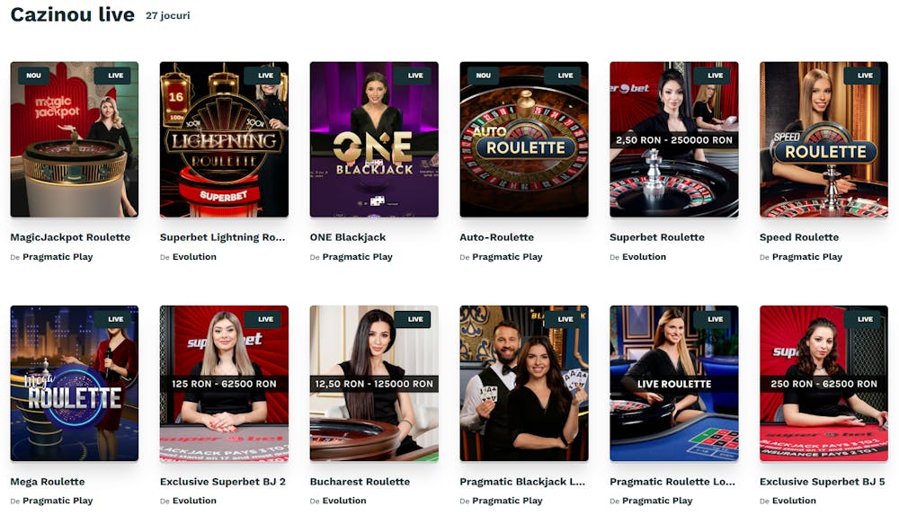 Jocuri de masa cu dealeri reali pe Magic Jackpot.