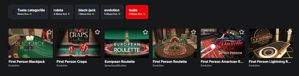 Jocuri de casino live prezente la TotalBet.