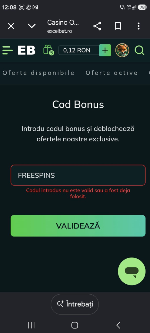 Cod Excelbet eronat su deja folosit - cum arată.