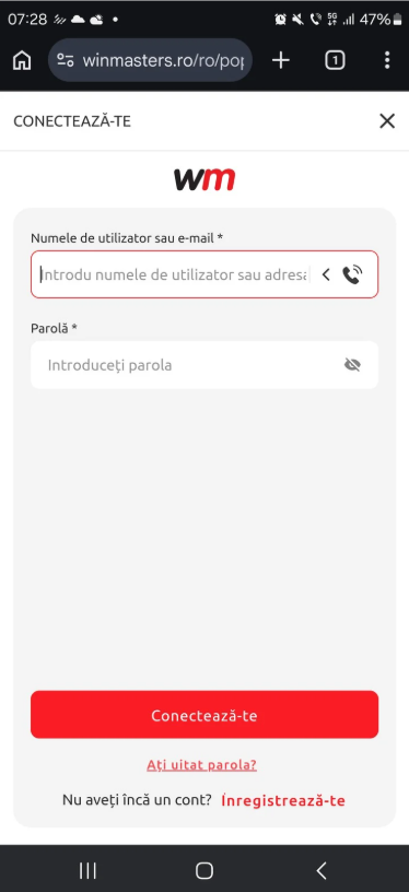 Cum să te conectezi la contul tău pentru introducerea codului bonus Winmasters