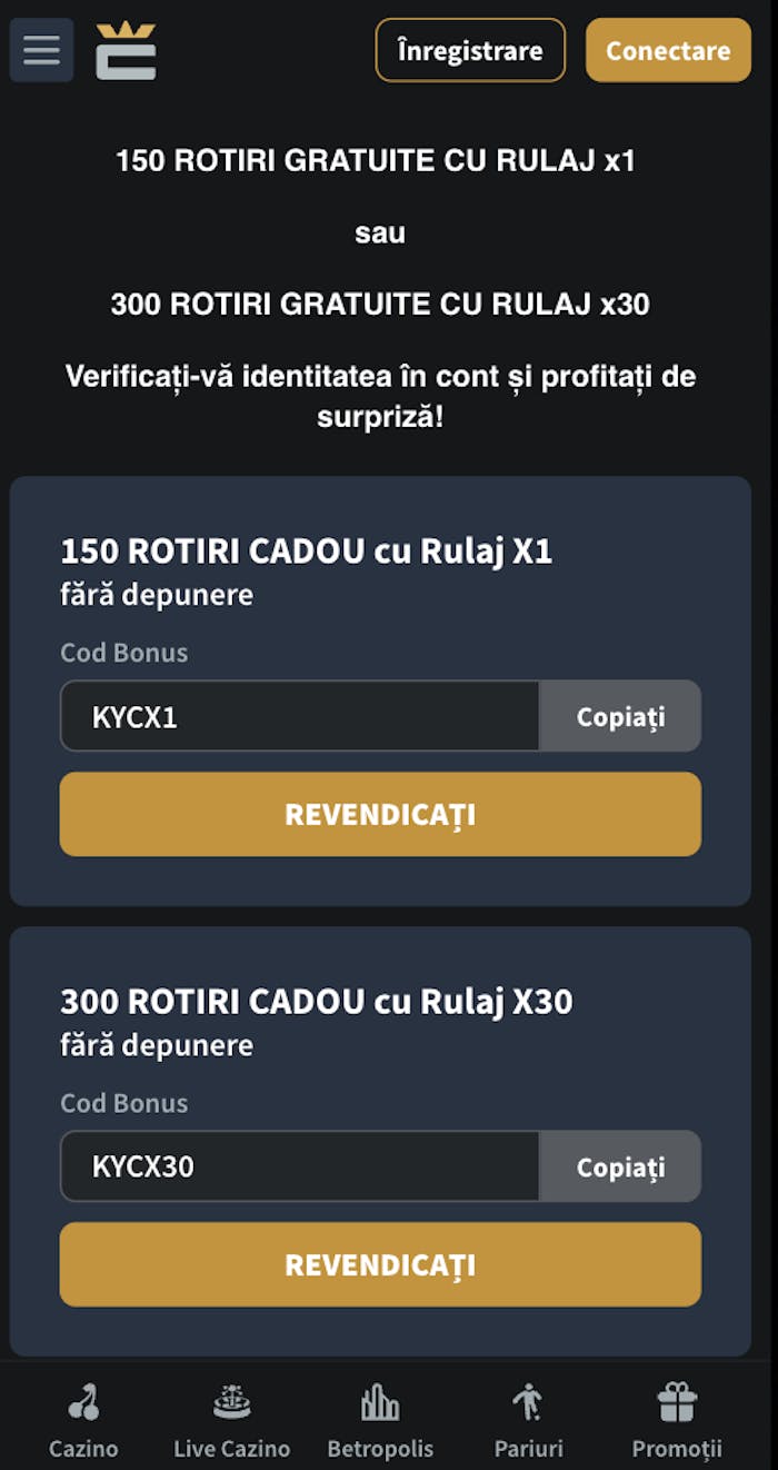Alege unul dintre cele două bonusuri fara depunere la Conti Casino.