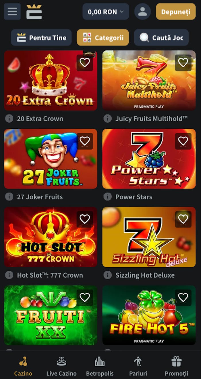 Jocuri listate de Conti Casino.